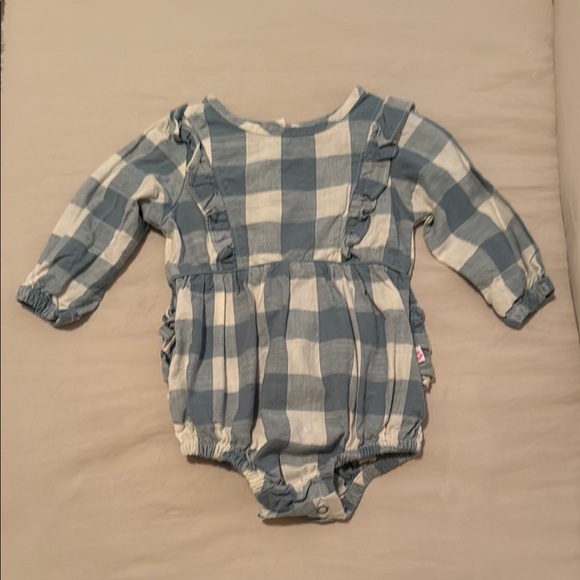 Ruffle Butts Other - Blue and White Checkered Baby Romper